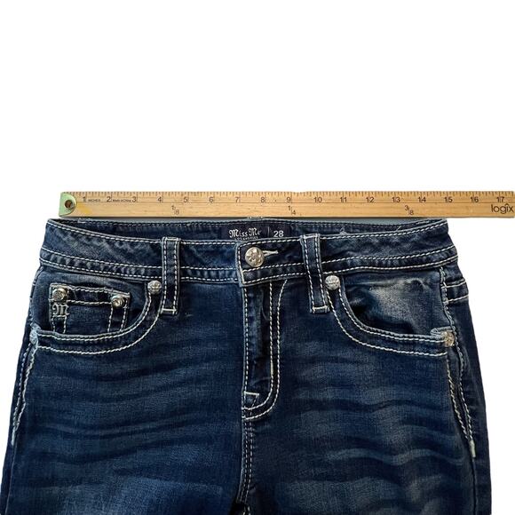 Miss Me Jeans Women’s Size 28 Mid Rise Bootcut Longhorn Skull Embroidered Bling - Picture 7 of 10